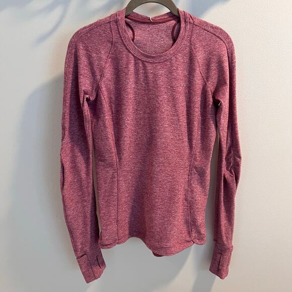 Lululemon Heathered Misty Merlot Runderful Long Sleeve Shirt Size 6 - Picture 2 of 9